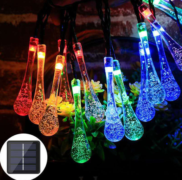 Solar water drop light string color light