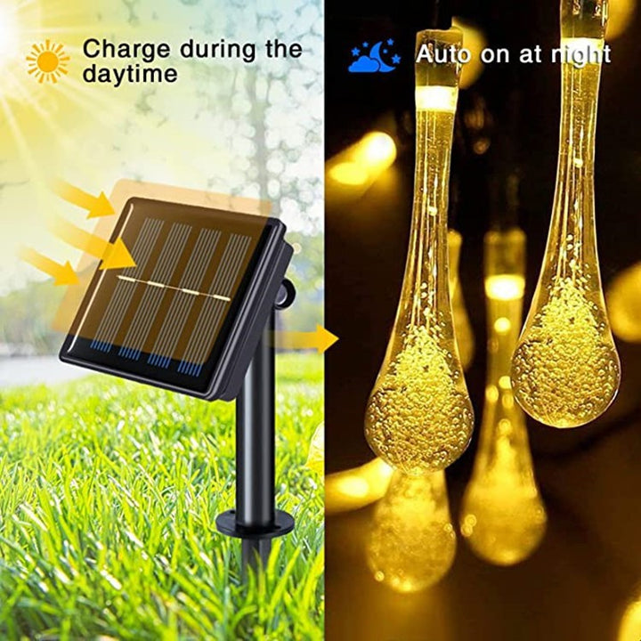 Solar water drop light string day and night