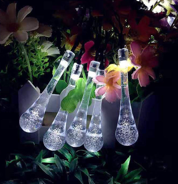 Solar water drop light string white light