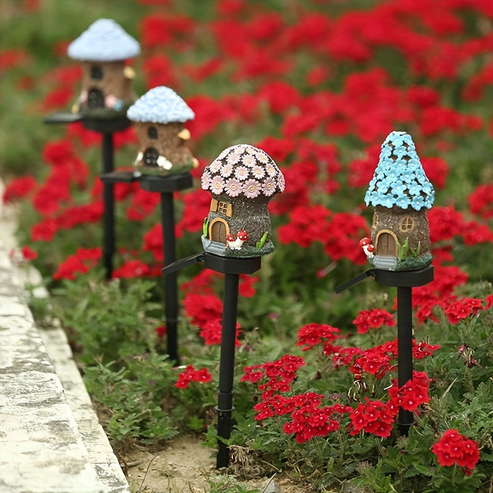 Papapick - Solar Mushroom House Ground Plug-in Lights Garden Landscape Lawn Lights