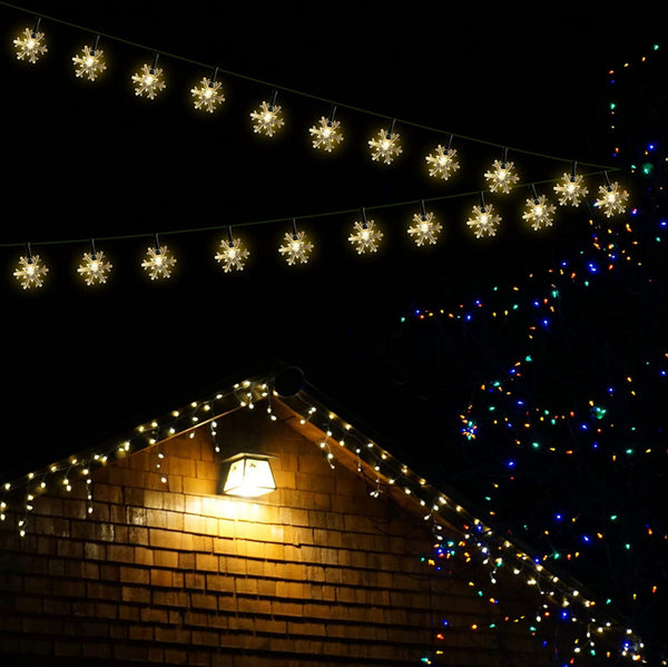 Holiday Solar snowflake string lights Scenes