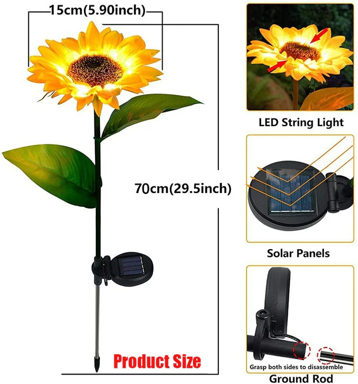 papapick Sunflower Solar Lights product size